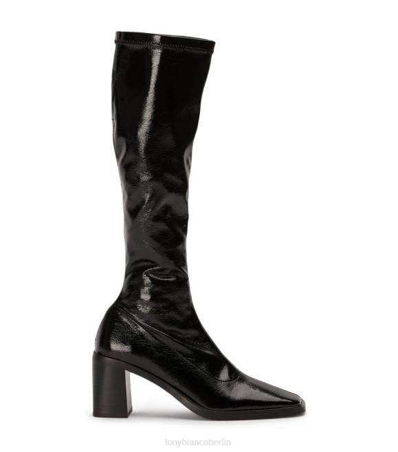 kniehohe Stiefel| de Tony Bianco Frauen Damon-Kalbsstiefel schwarzes Crinkle-Lack 4624422
